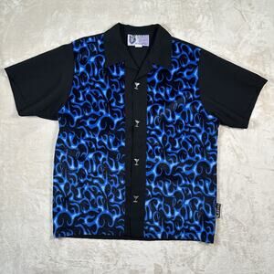 VTG Casino Wear Shirt Blue Flames For The Real Pimps Rockabilly Men’s Size L